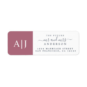 Chic Future Mr Mrs Monogram Wedding Return Address Label