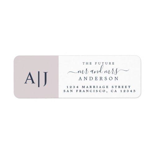 Chic Future Mr Mrs Monogram Wedding Return Address Label