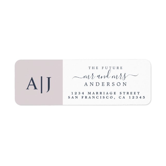 Chic Future Mr Mrs Monogram Wedding Return Address Label (Front)