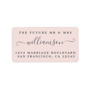 Chic Future Mr Mrs Pink Wedding Return Address Label