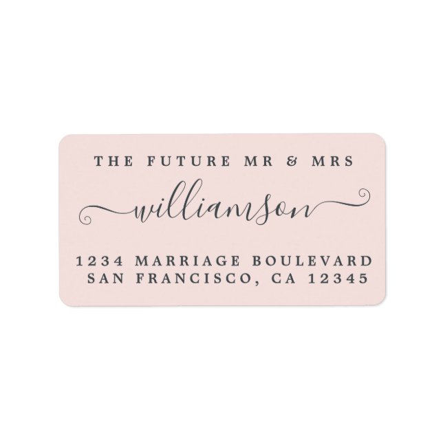 Chic Future Mr Mrs Pink Wedding Return Address Label (Front)