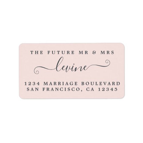 Chic Future Mr Mrs Pink Wedding Return Address Label