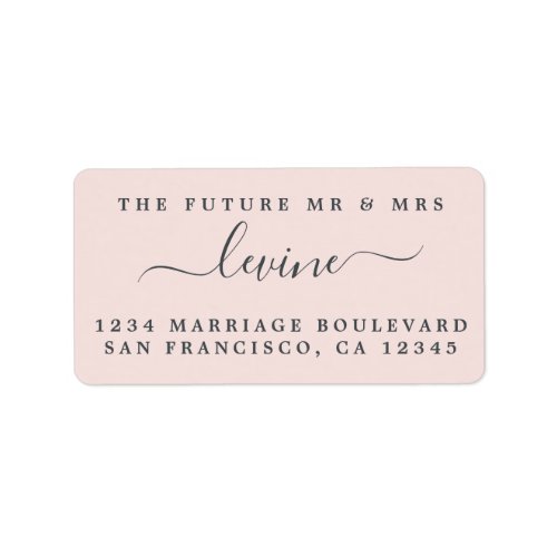 Chic Future Mr Mrs Pink Wedding Return Address Label
