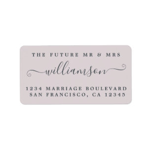 Chic Future Mr Mrs Purple Wedding Return Address Label