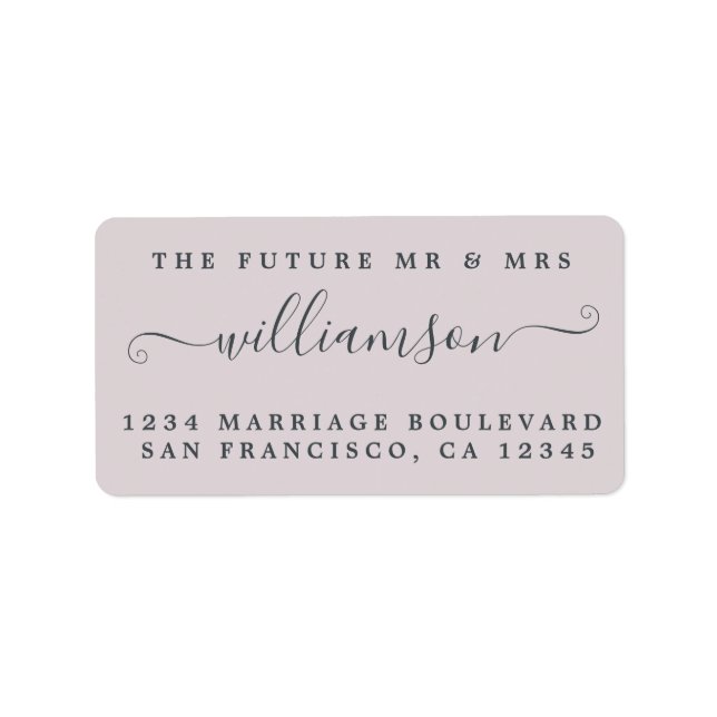 Chic Future Mr Mrs Purple Wedding Return Address Label (Front)