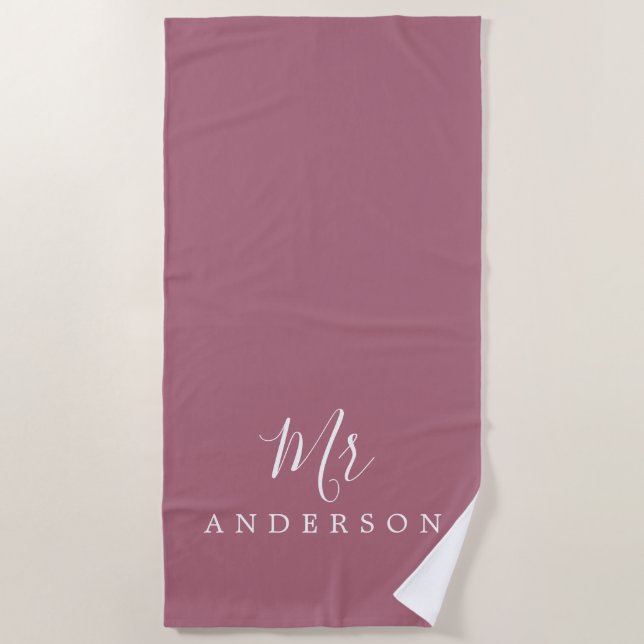 Chic Future Mr Purple Cassis Monogram Beach Towel (Front)