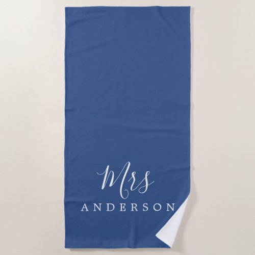 Chic Future Mrs Classic Blue Monogram Beach Towel