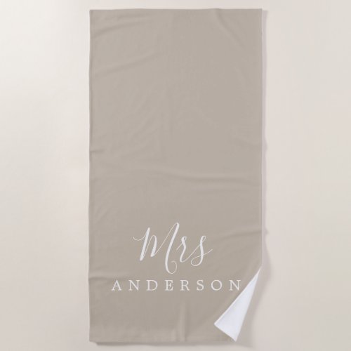 Chic Future Mrs Gray Monogram Beach Towel