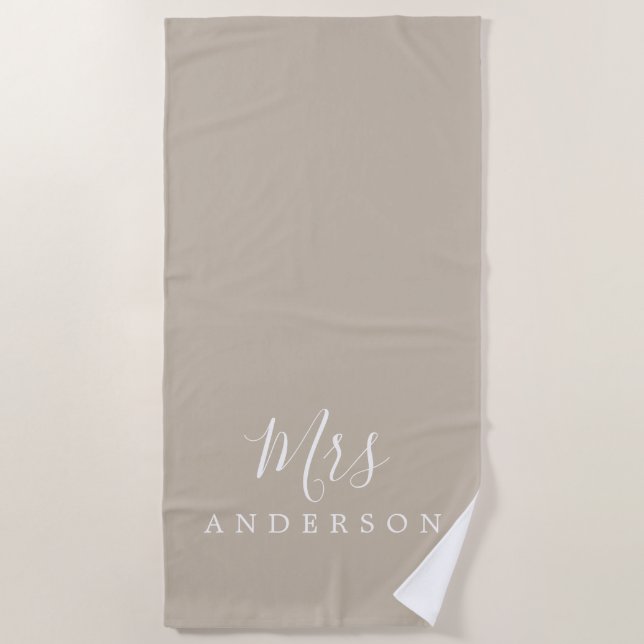 Chic Future Mrs Gray Monogram Beach Towel (Front)