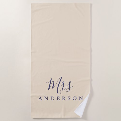 Chic Future Mrs Ivory Monogram Beach Towel