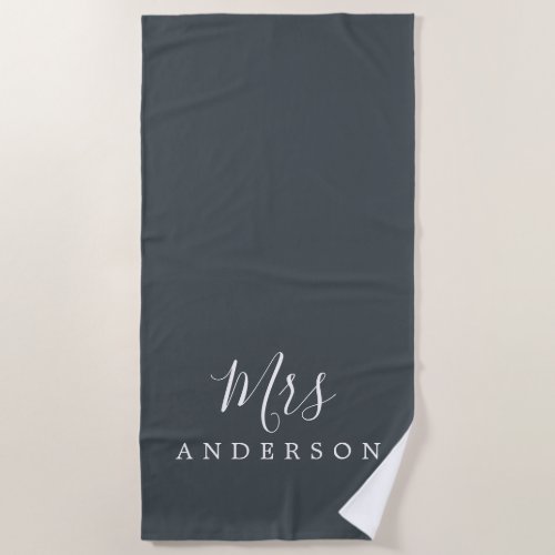 Chic Future Mrs Off_Black Monogram Beach Towel