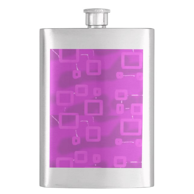 Chic Futuristic Geometric Pink Flask (Front)
