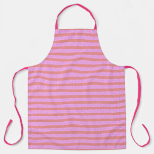 Chic Futuristic Geometric Stripes Pink Apron