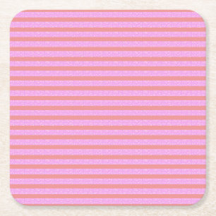 Chic Futuristic Geometric Stripes Pink Square Paper Coaster