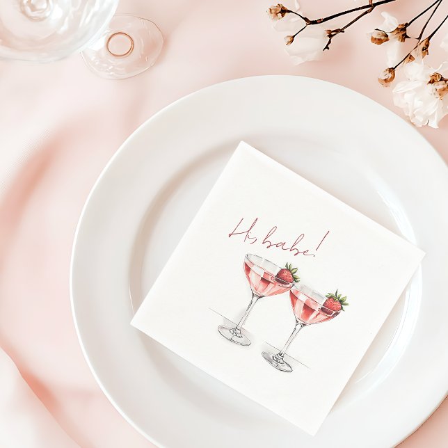 Chic Galentine's Day Babe Strawberry Cocktails Napkins (Chic Galentine's Day Babe Strawberry Cocktails Napkins)