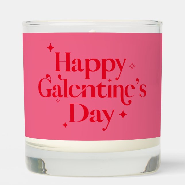 Chic Galentine's Day Candle Pink & Red Design (Front)