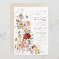 Chic Garden Floral Fairy Princess Girl Baby Shower Invitation