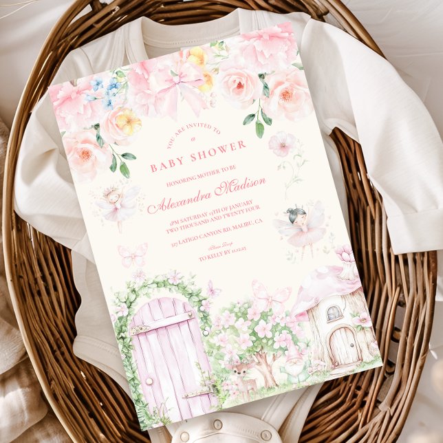 Chic Garden Floral Fairy Princess Girl Baby Shower Invitation (Creator Uploaded)