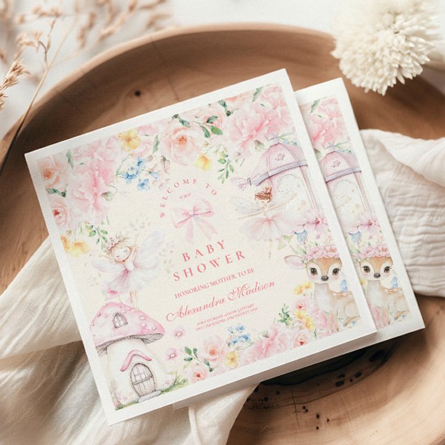 Chic Garden Floral Fairy Princess Girl Baby Shower Napkins (Creator Uploaded)