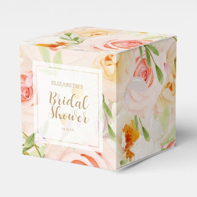 Chic Garden Flowers Bridal Shower Favor Boxes (Front Side)