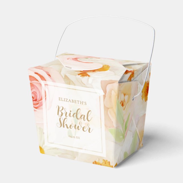 Chic Garden Flowers Bridal Shower Favor Boxes (Front Side)