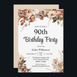 Chic Garden Watercolor Pink Floral 90th Birthday Invitation<br><div class="desc">Elegant Chic Garden Soft Watercolor Pink Floral 90th Birthday Invitation
This elegant 90th surprise birthday party invitation is perfect for your special event! This design features beautiful pink watercolor flowers. The custom typography is trendy and elegant!</div>