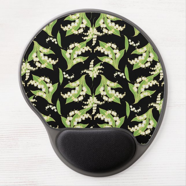 Chic Gel Mousepad: Lilies of the Valley, Black Gel Mouse Pad (Front)