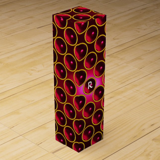 CHIC GEM STONE MONOGRAM red burgundy Wine Gift Box (Front)