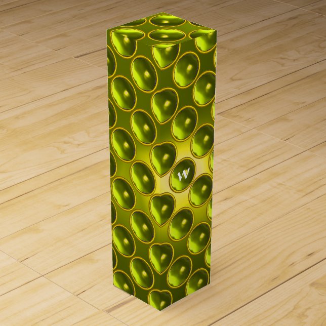 CHIC GEM STONE MONOGRAM white yellow citrine Wine Gift Box (Front)