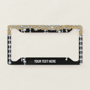 Chic Gems Name Black Gold License Plate Frame