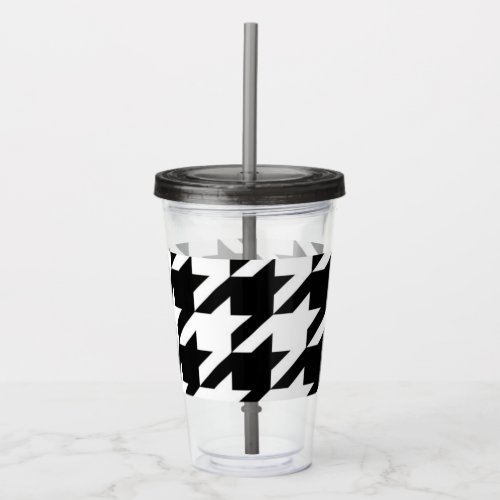 chic geometric black and white houndstooth pattern acrylic tumbler