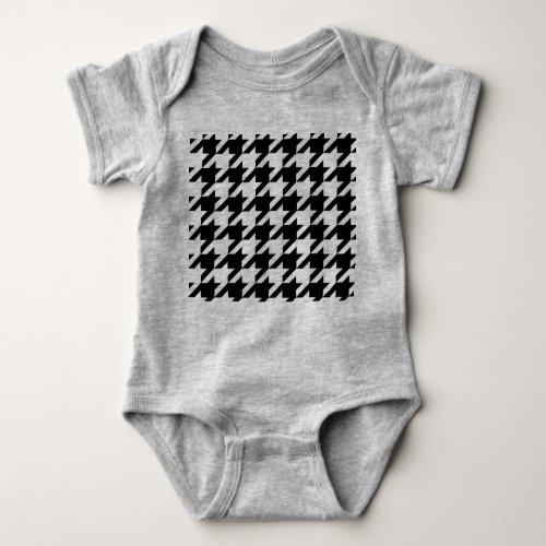 chic geometric black and white houndstooth pattern baby bodysuit