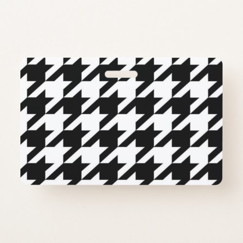 chic geometric black and white houndstooth pattern badge