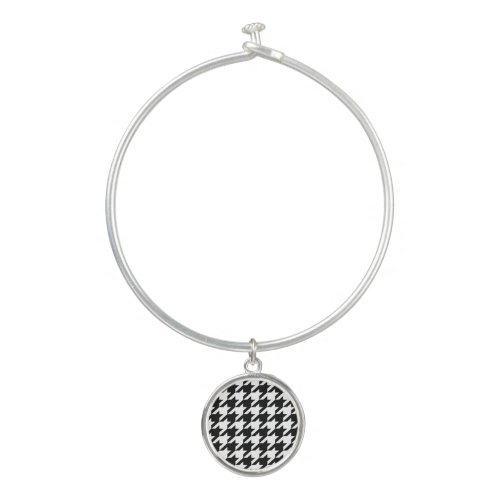 chic geometric black and white houndstooth pattern bangle bracelet