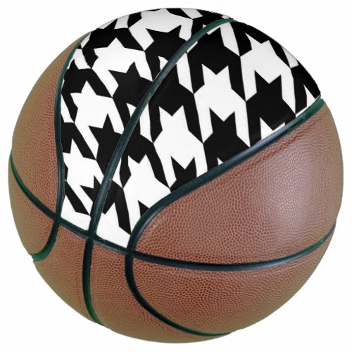 chic geometric black and white houndstooth pattern basketball