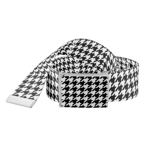 chic geometric black and white houndstooth pattern belt