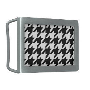 chic geometric black and white houndstooth pattern belt buckle