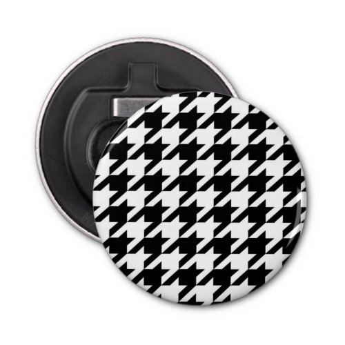 chic geometric black and white houndstooth pattern bottle opener