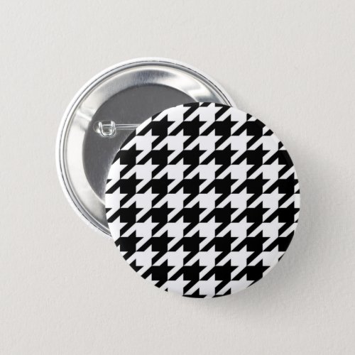 chic geometric black and white houndstooth pattern button
