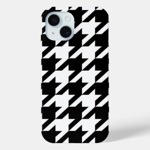 chic geometric black and white houndstooth pattern iPhone 15 case