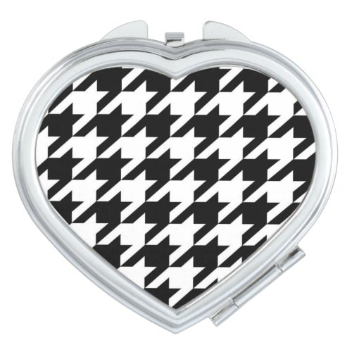 chic geometric black and white houndstooth pattern compact mirror