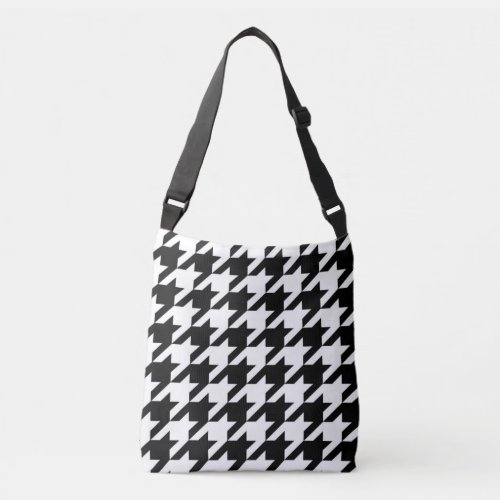 chic geometric black and white houndstooth pattern crossbody bag