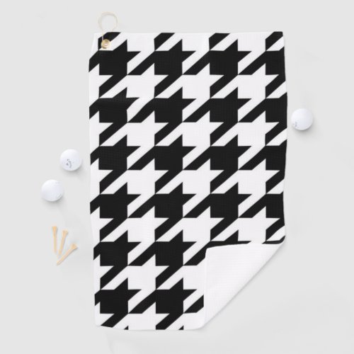 chic geometric black and white houndstooth pattern golf towel
