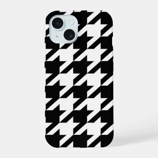 chic geometric black and white houndstooth pattern iphone case (Back)
