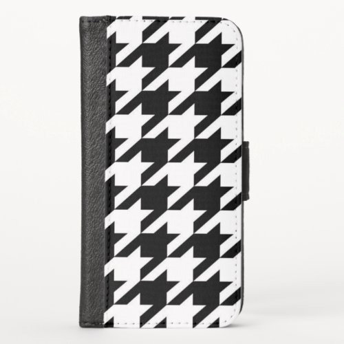 chic geometric black and white houndstooth pattern iPhone x wallet case