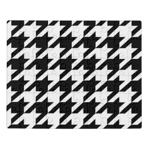 chic geometric black and white houndstooth pattern jigsaw puzzle