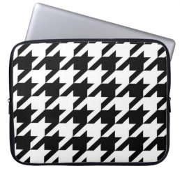 chic geometric black and white houndstooth pattern laptop sleeve