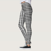 Cute Yellow Black Houndstooth Check Pattern Leggings