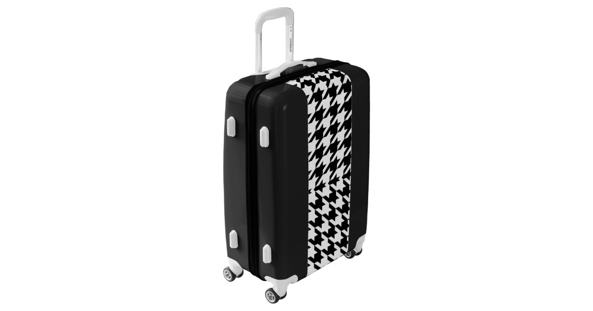 chic geometric black and white houndstooth pattern luggage Zazzle