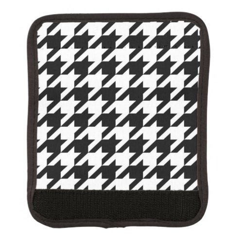 chic geometric black and white houndstooth pattern luggage handle wrap